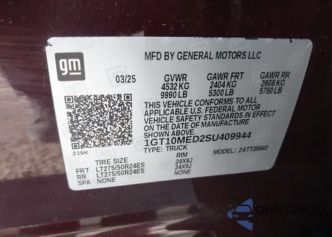 2025 GMC Sierra Ev Extended Range Denali z USA, uszkodzony, nr VIN 1GT10MED2SU409944